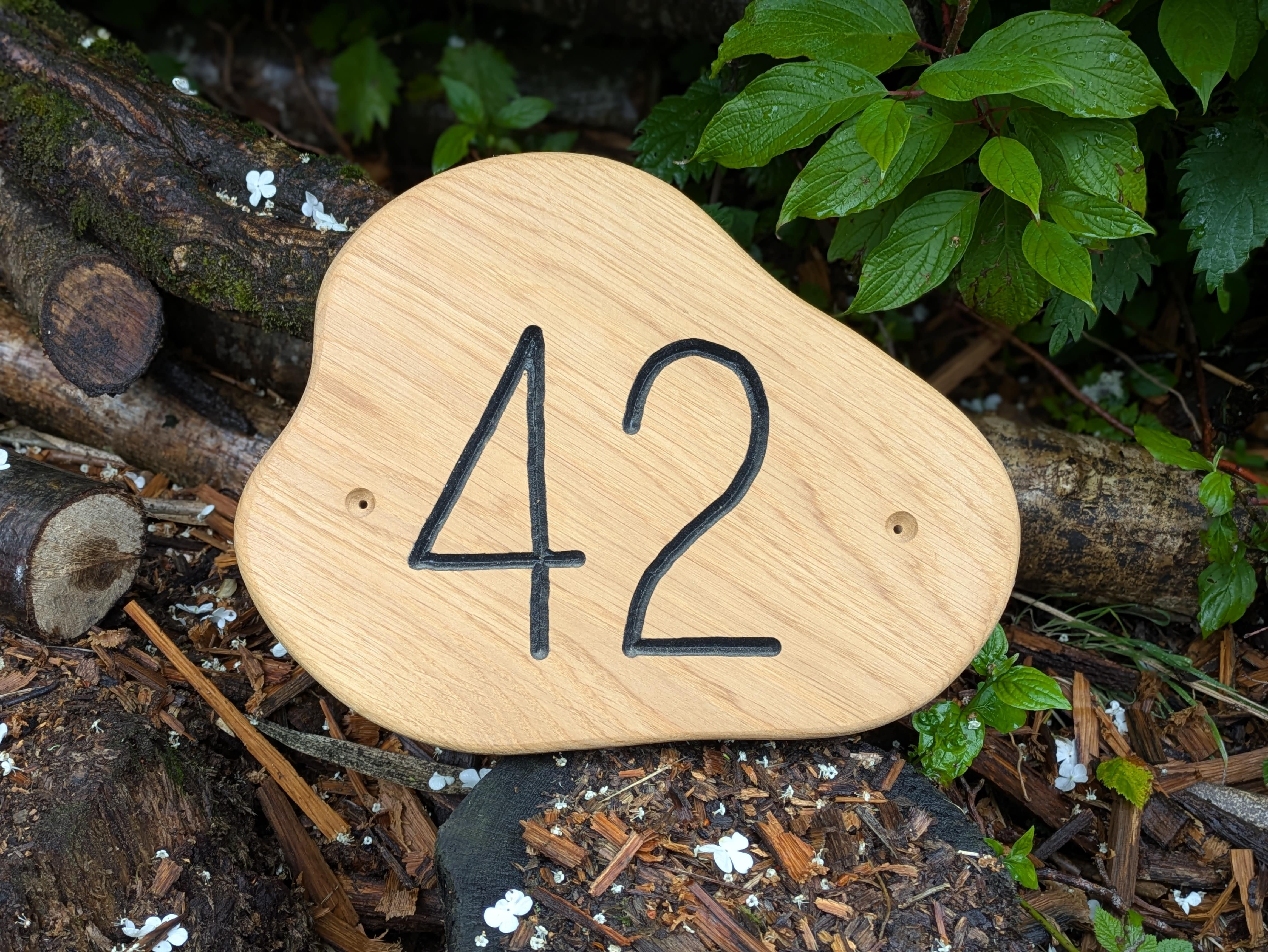 Wooden house carved sign made by Taran Eco Design