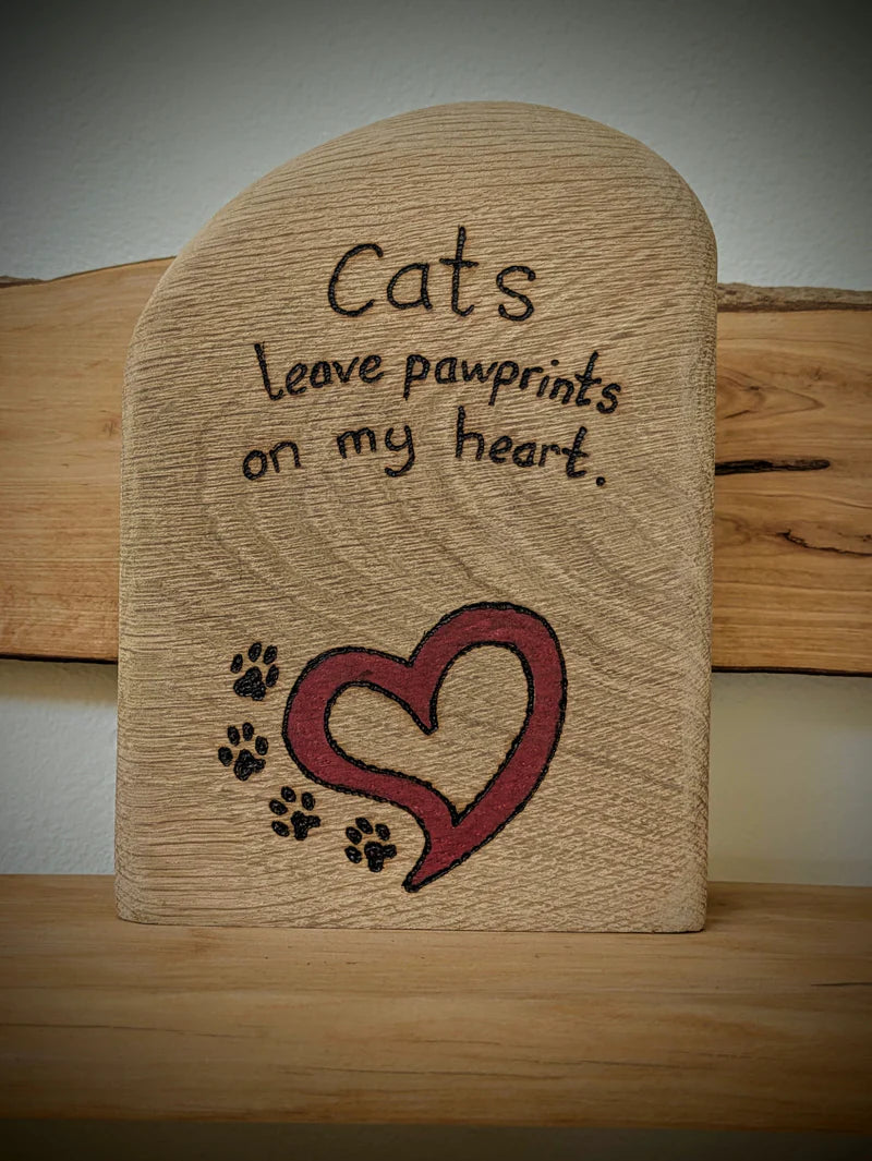 Cats leave pawprints in y heart pyrography
