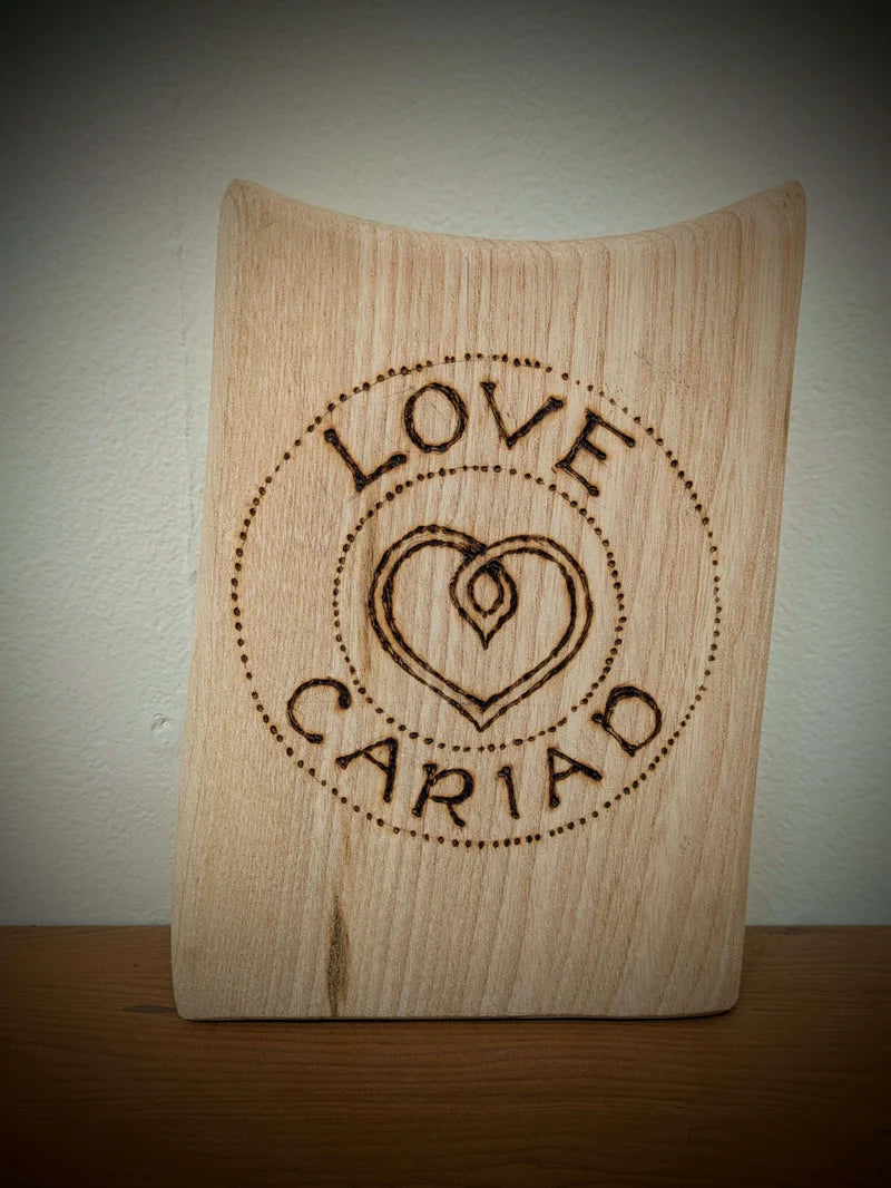 Love Cariad Pyrography Block