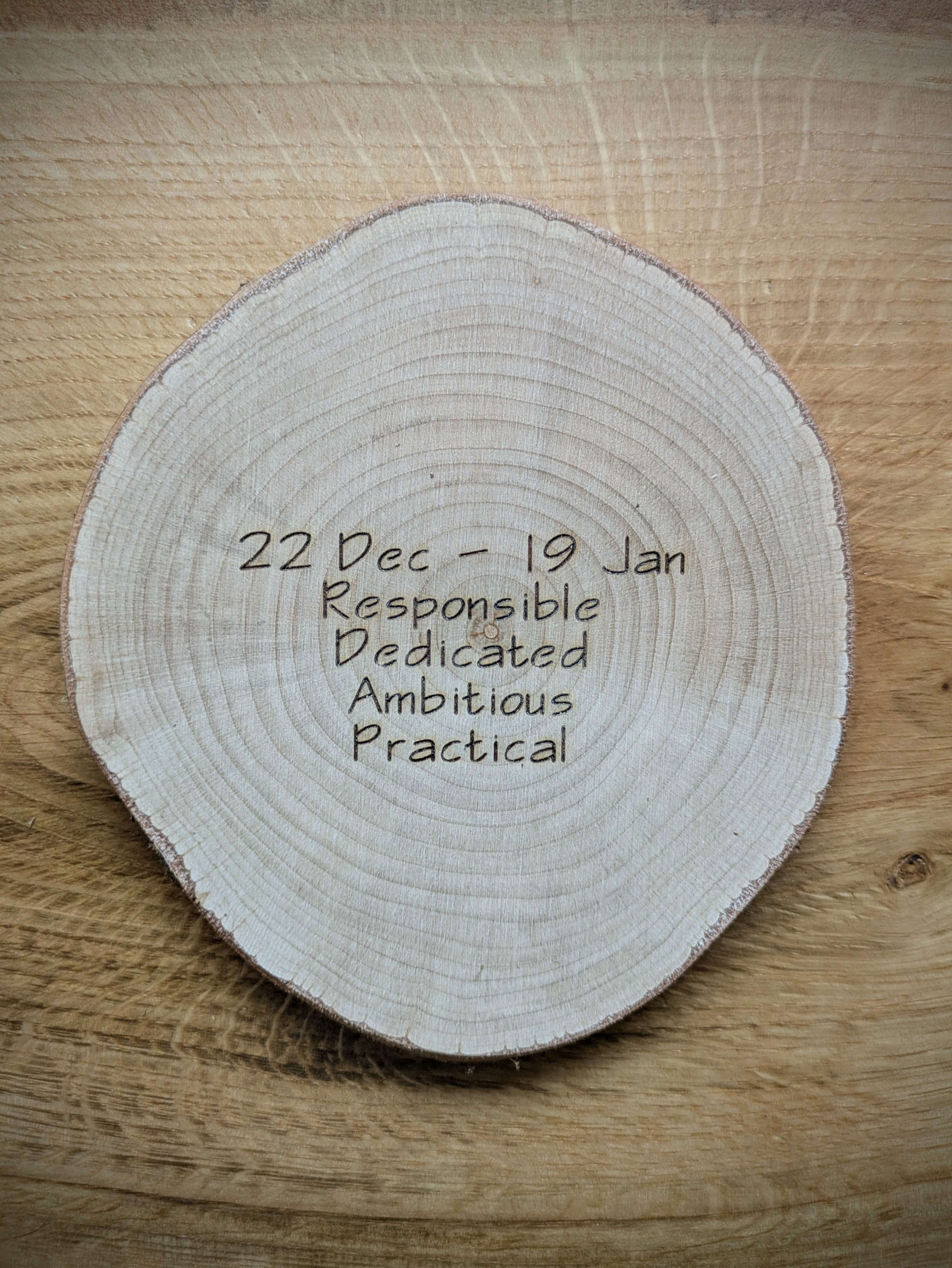 Zodiac Kosmic Coaster on reclaimed Welsh timber
