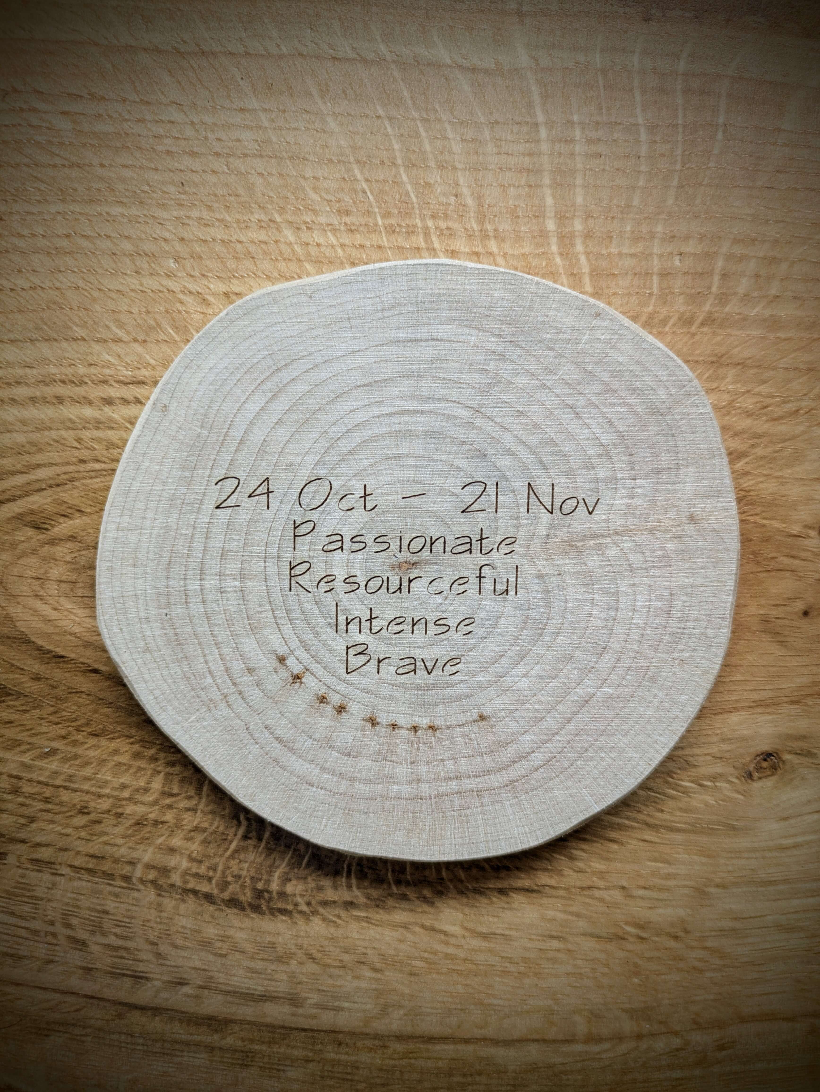 Zodiac Kosmic Coaster on reclaimed Welsh timber