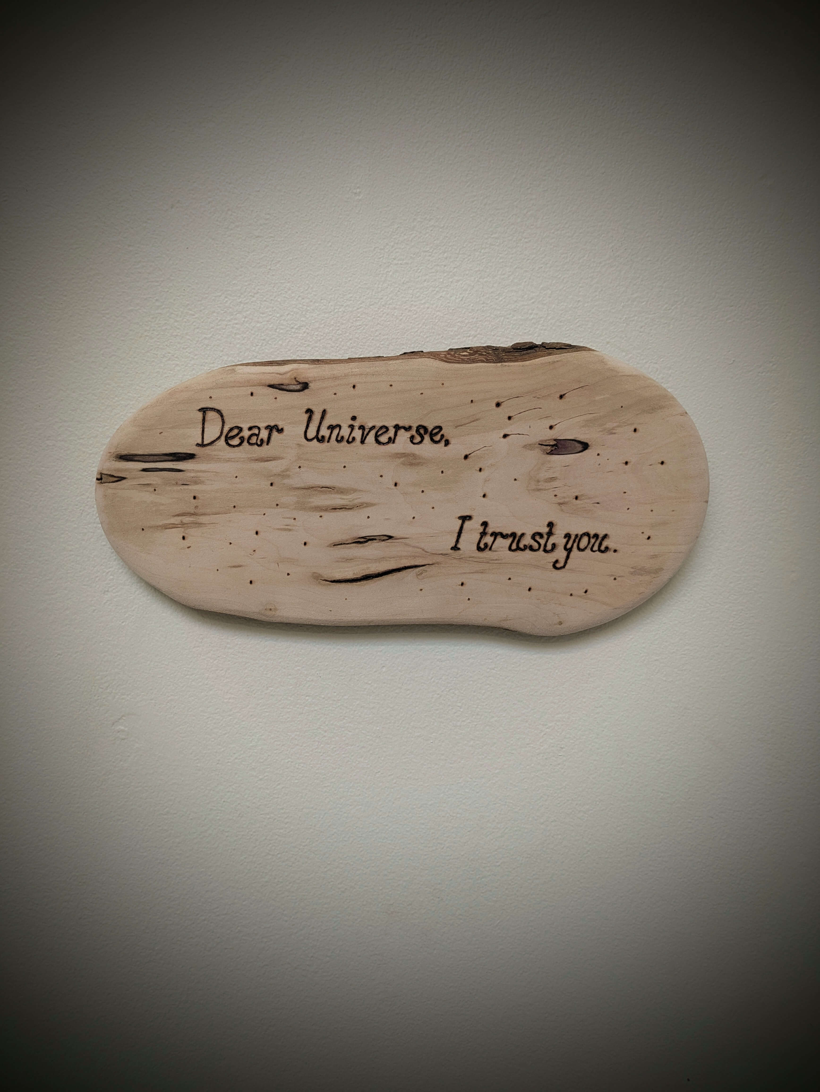 Dear Universe, I Trust You woodburning