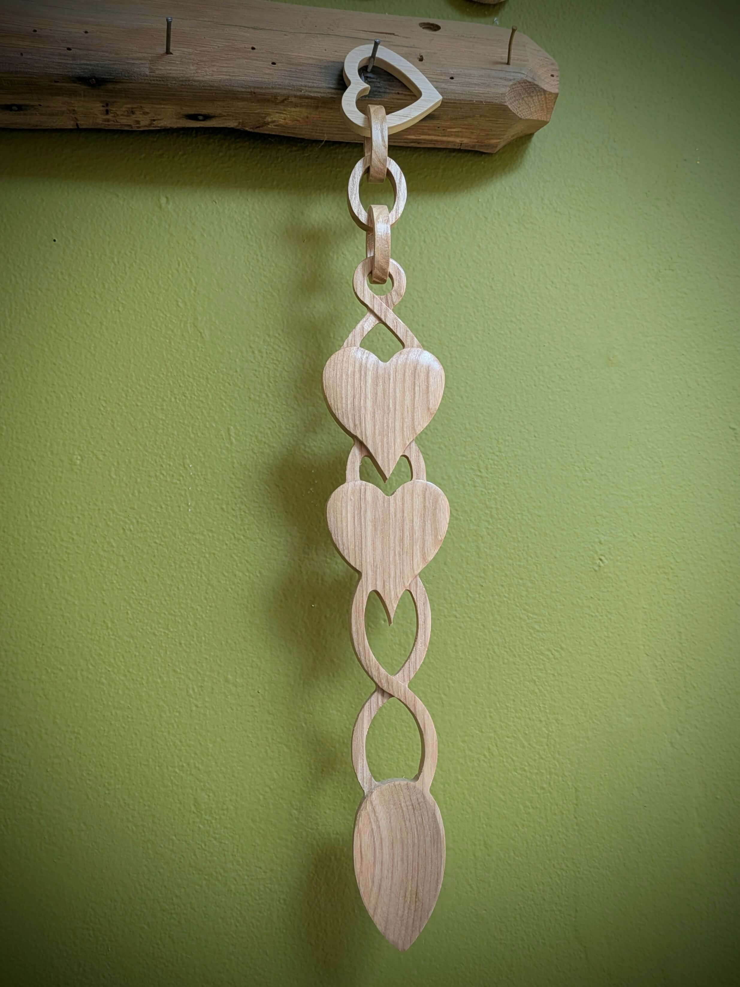 Large Heart on Chain Welsh Love Spoon