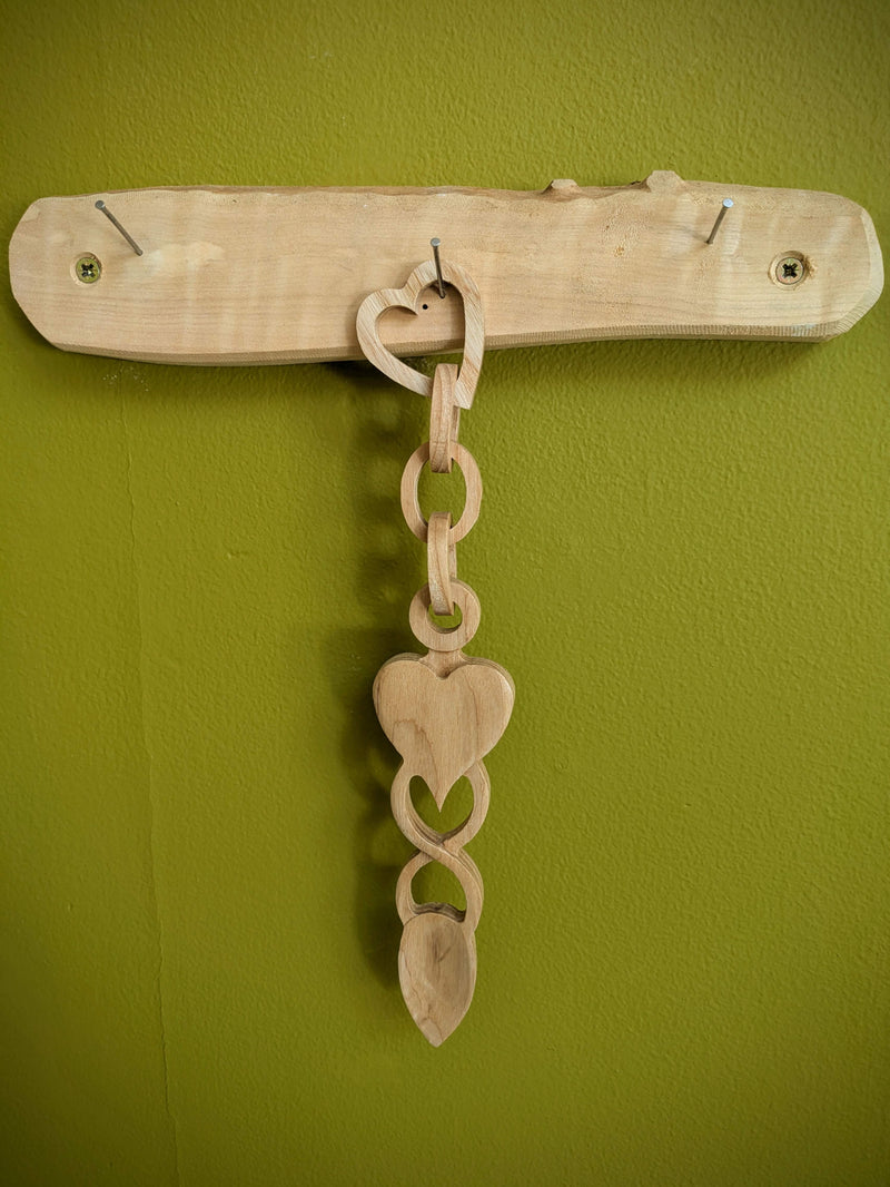 Open, Heart, Chain Welsh Love Spoon