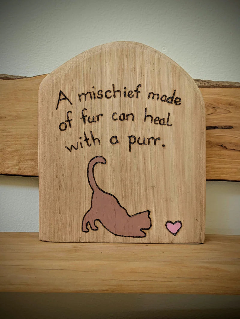 Mischief Made Cat Pyrography