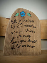 Sit in nature for 20 minutes pyrography, woodburning 