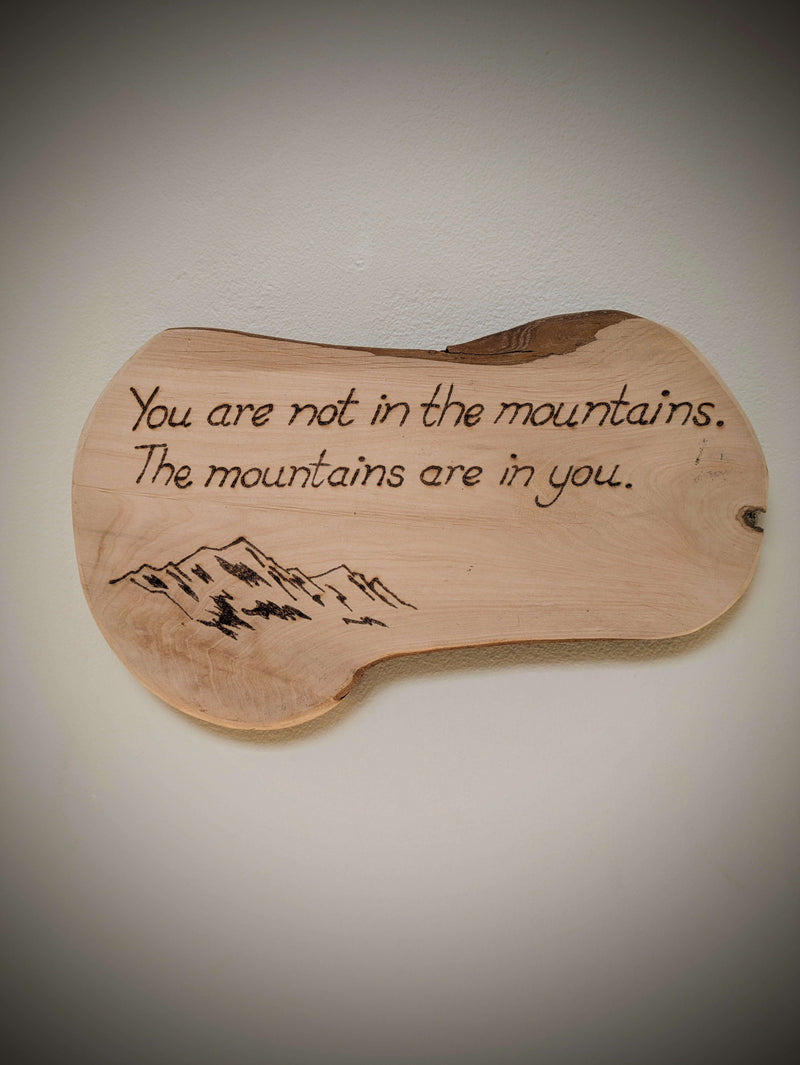 You are not in the mountains the mountains are in you pyrography, woodburning 