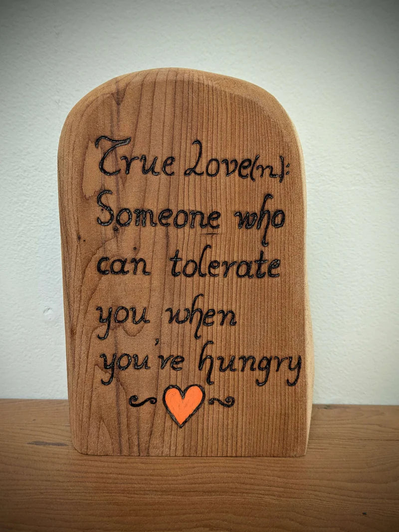 True Love Pyrography block