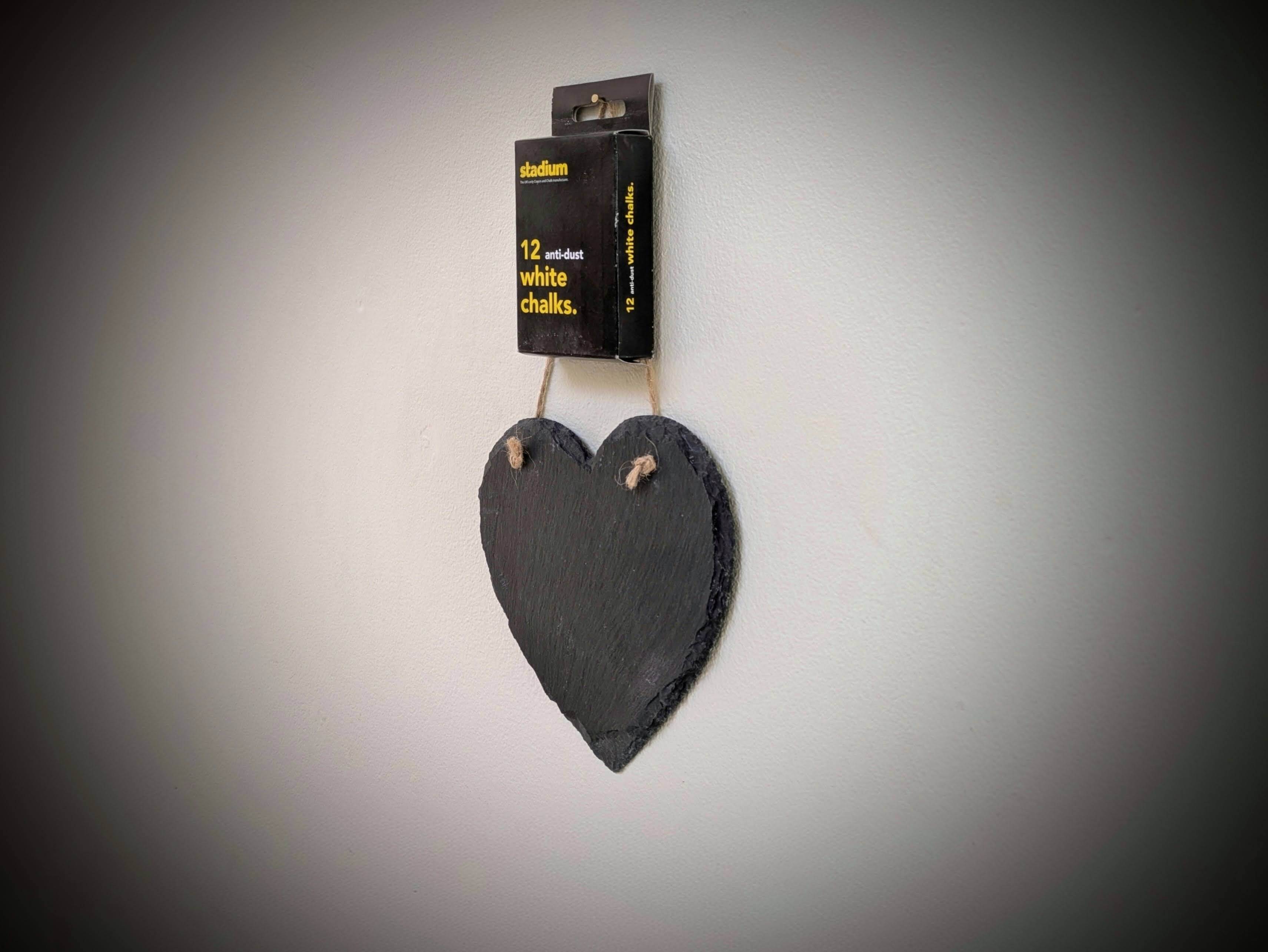 Heart crafted slate chalk board