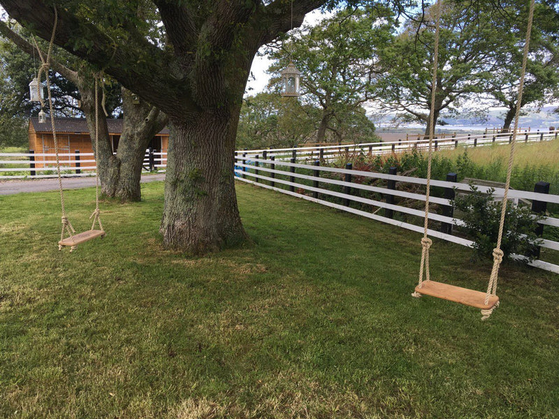 A picture of two rope swings made on a woodwork course at Taran Eco Designs